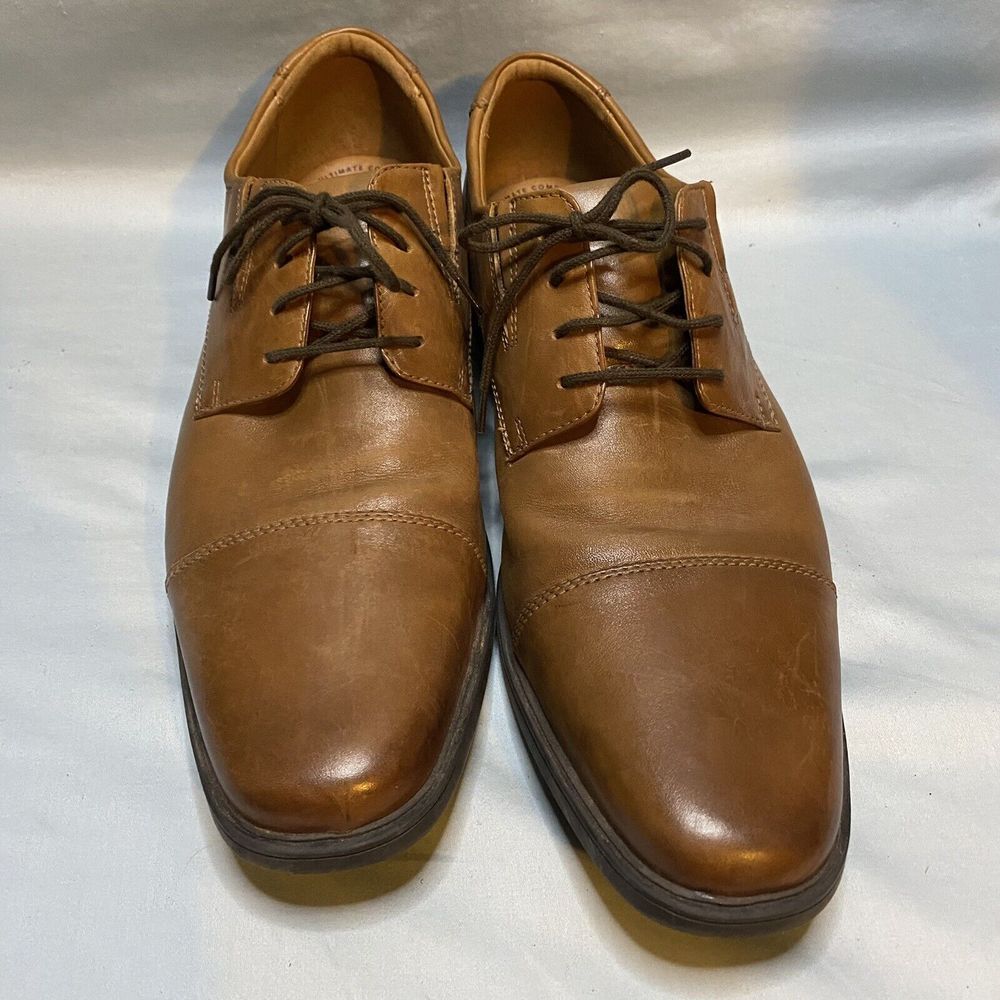 Collection By Clarks Mens 15770 Brown Leather Lace Up Oxfords Dress Shoes 12 W
